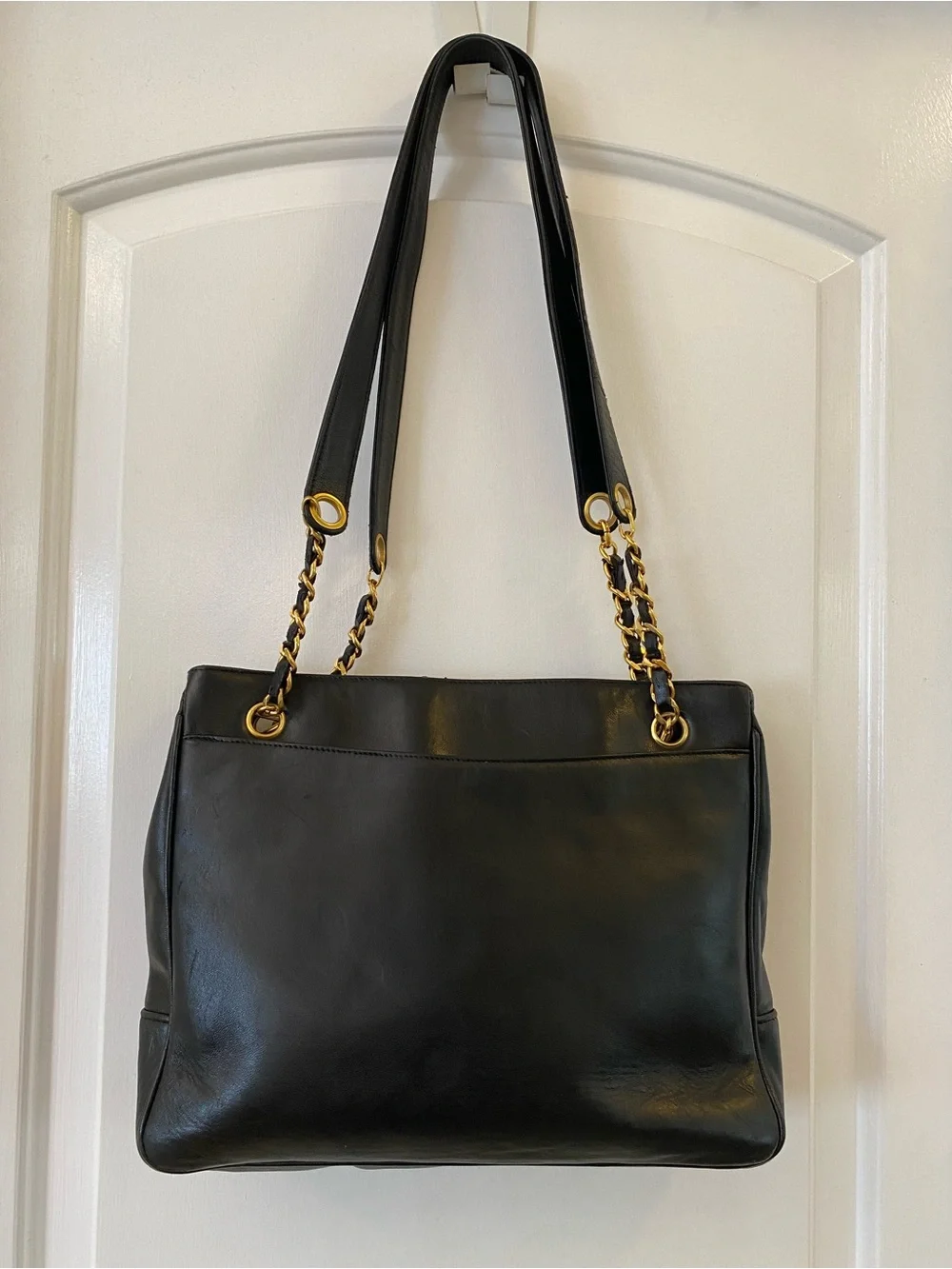 CHANEL Timeless CC Tote in Black Lambskin Leather with 24k gold-plated hardware